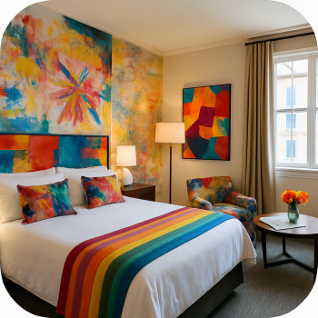 Artsy vibe at a creative resort with bold design and expressive details