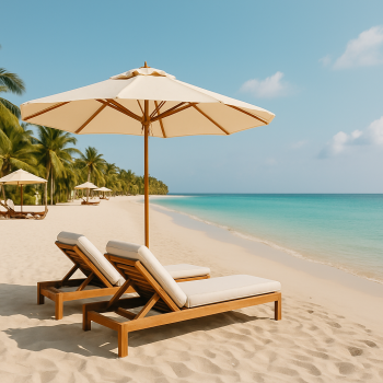 Beach vibe at a seaside resort with soft sand and direct ocean access