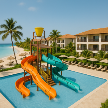 Family vibe at a kid-friendly all-inclusive resort with waterparks and play zones
