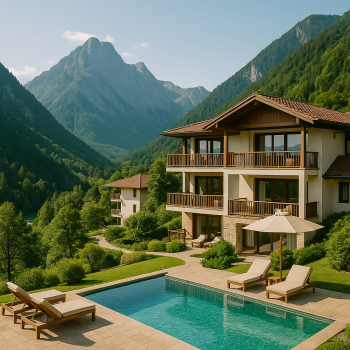 Mountain vibe at a cliffside resort with breathtaking views and rugged terrain