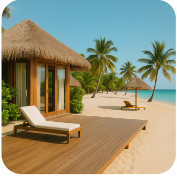 Tropical vibe at an all-inclusive resort surrounded by palm trees and ocean breezes