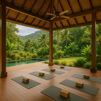Wellness vibe at a serene resort focused on healing, yoga, and spa experiences
